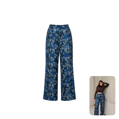 Blue Floral Printed Palazzo Pants