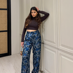 Blue Floral Printed Palazzo Pants