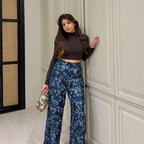 Blue Floral Printed Palazzo Pants