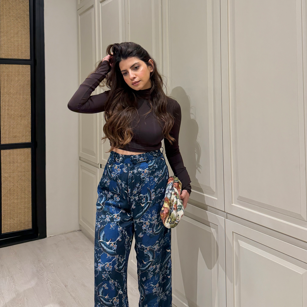 Blue Floral Printed Palazzo Pants