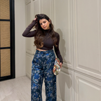 Blue Floral Printed Palazzo Pants