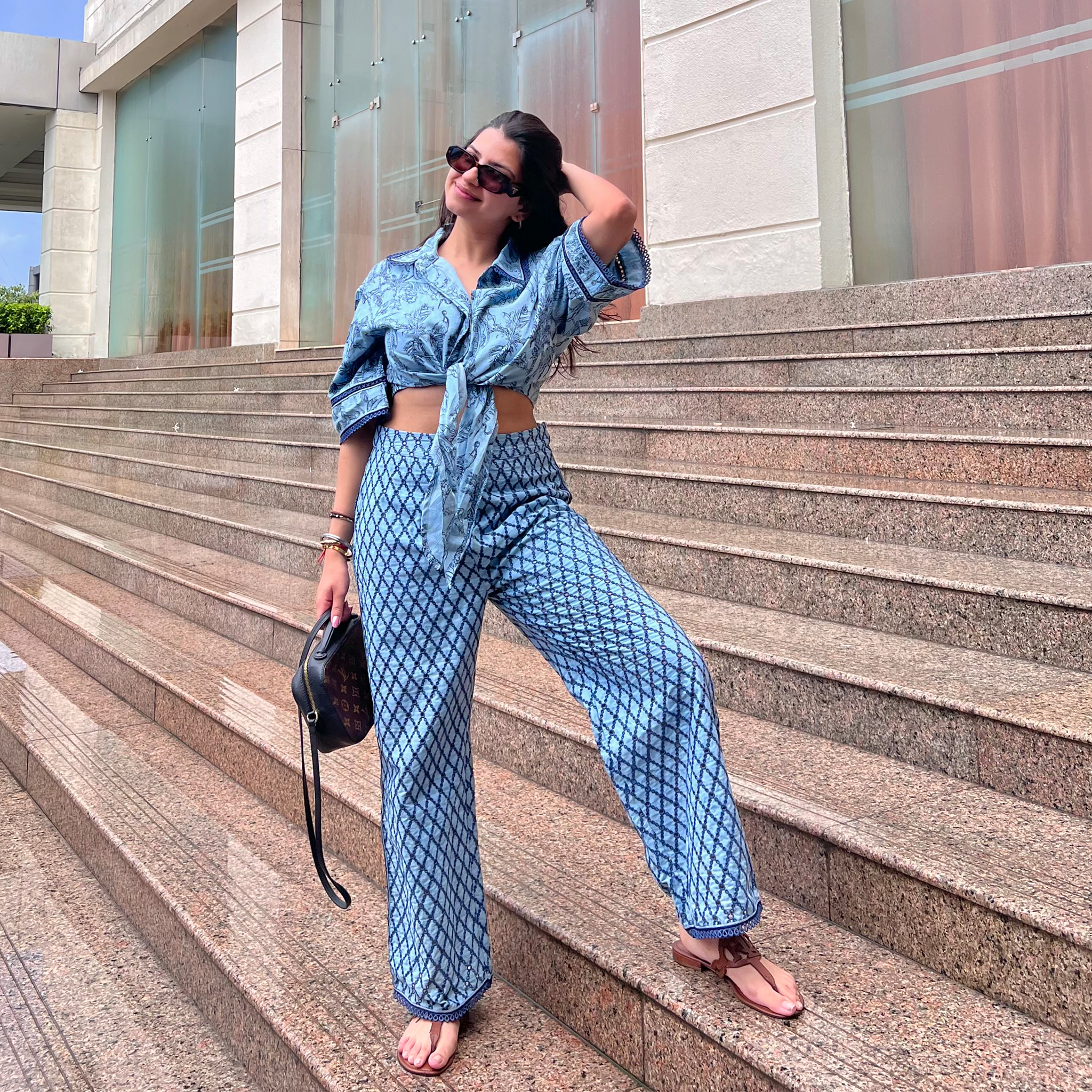 Mulmul Imelda Denim Light Blue Co-ord Set