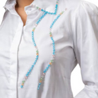 Label Swish White Cotton Crystal Collar Shirt Dress