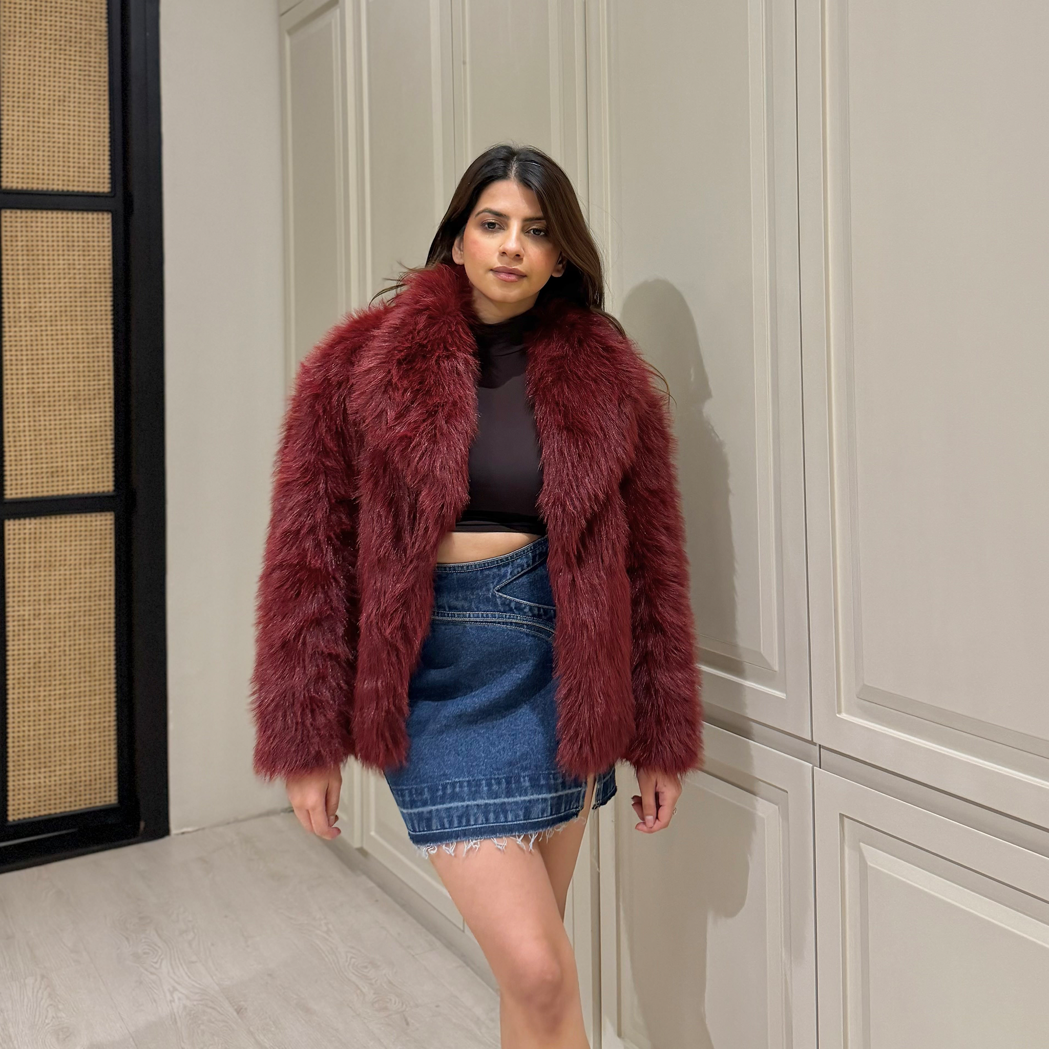 Freakins Denim Buckle Wrap Mini Skirt