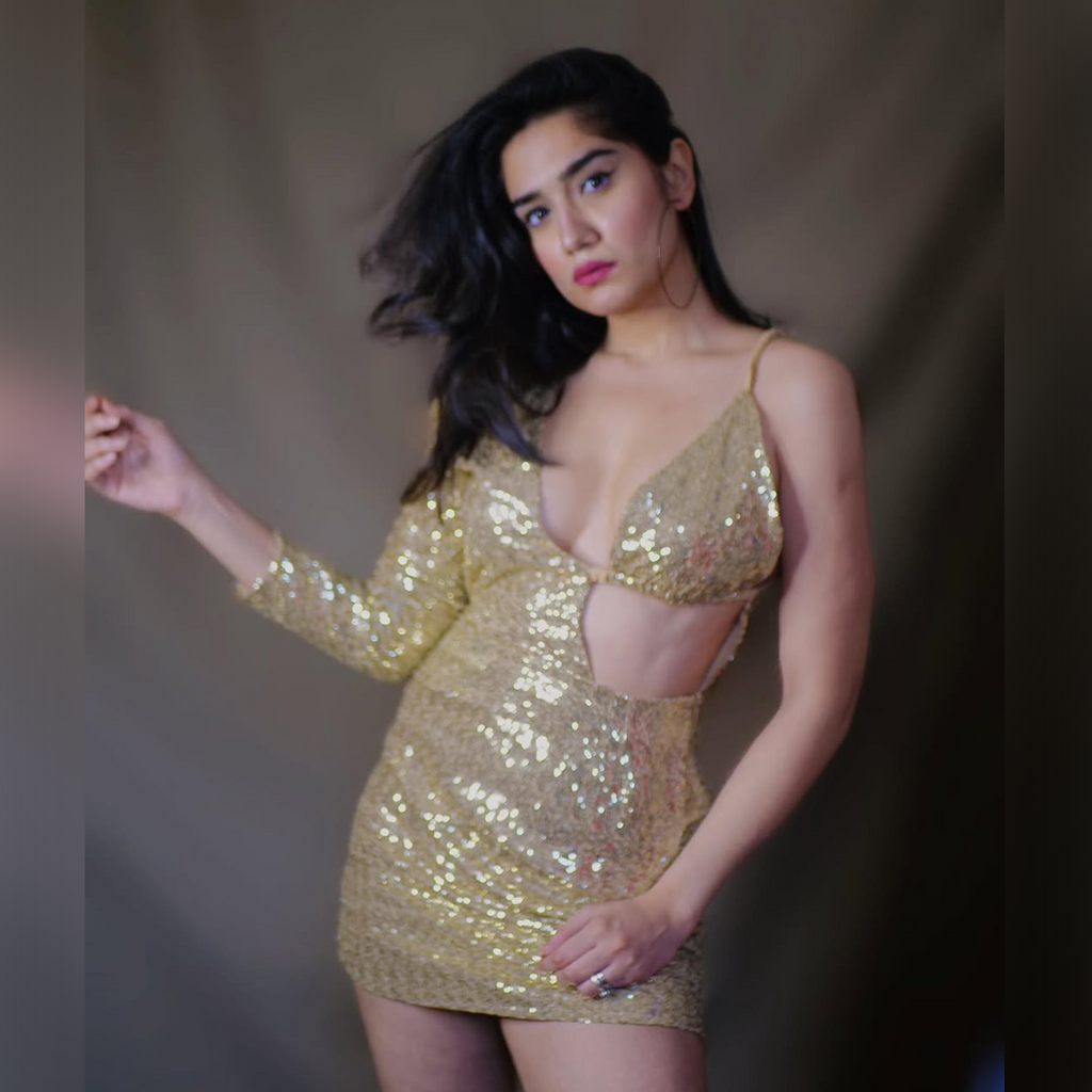 How When Wear Golden Sequin Cut-out Mini Dress