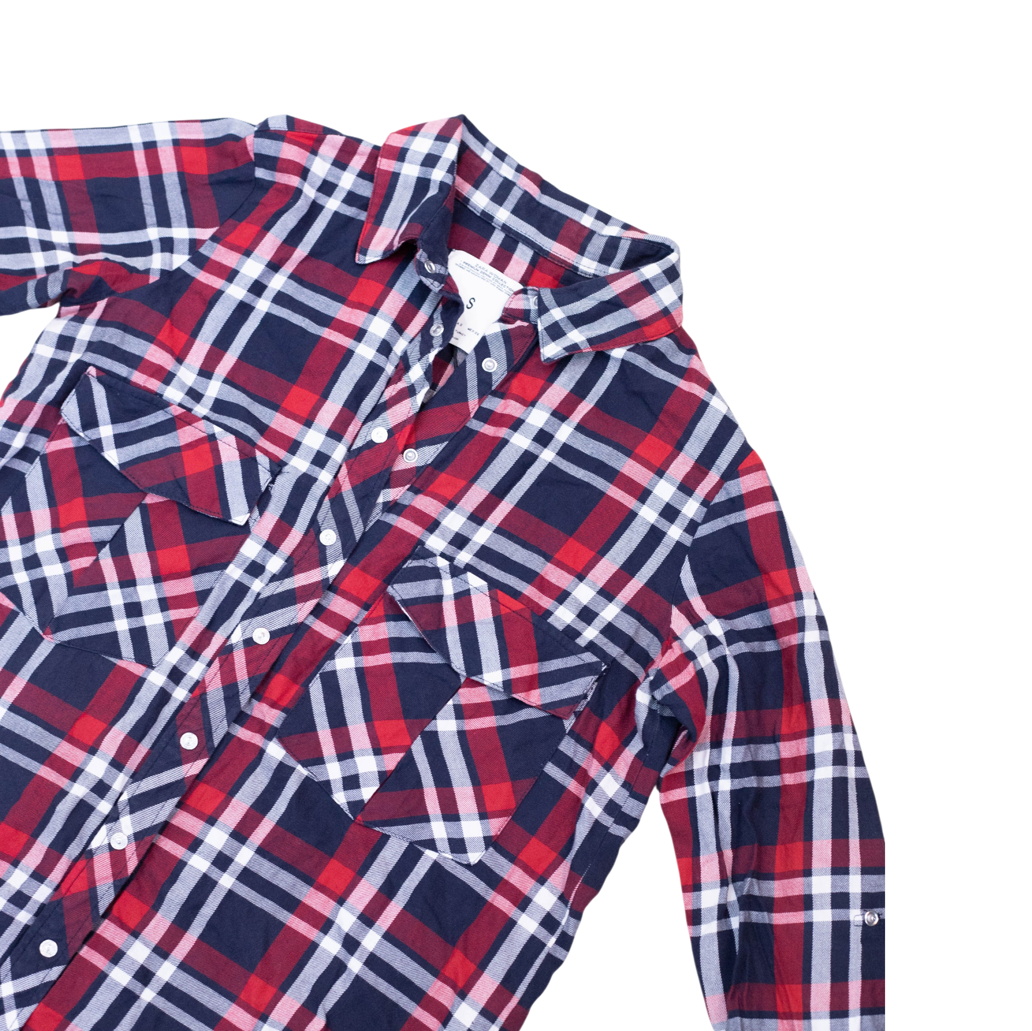 Zara Woman Blue Red Tartan Plaid Shirt