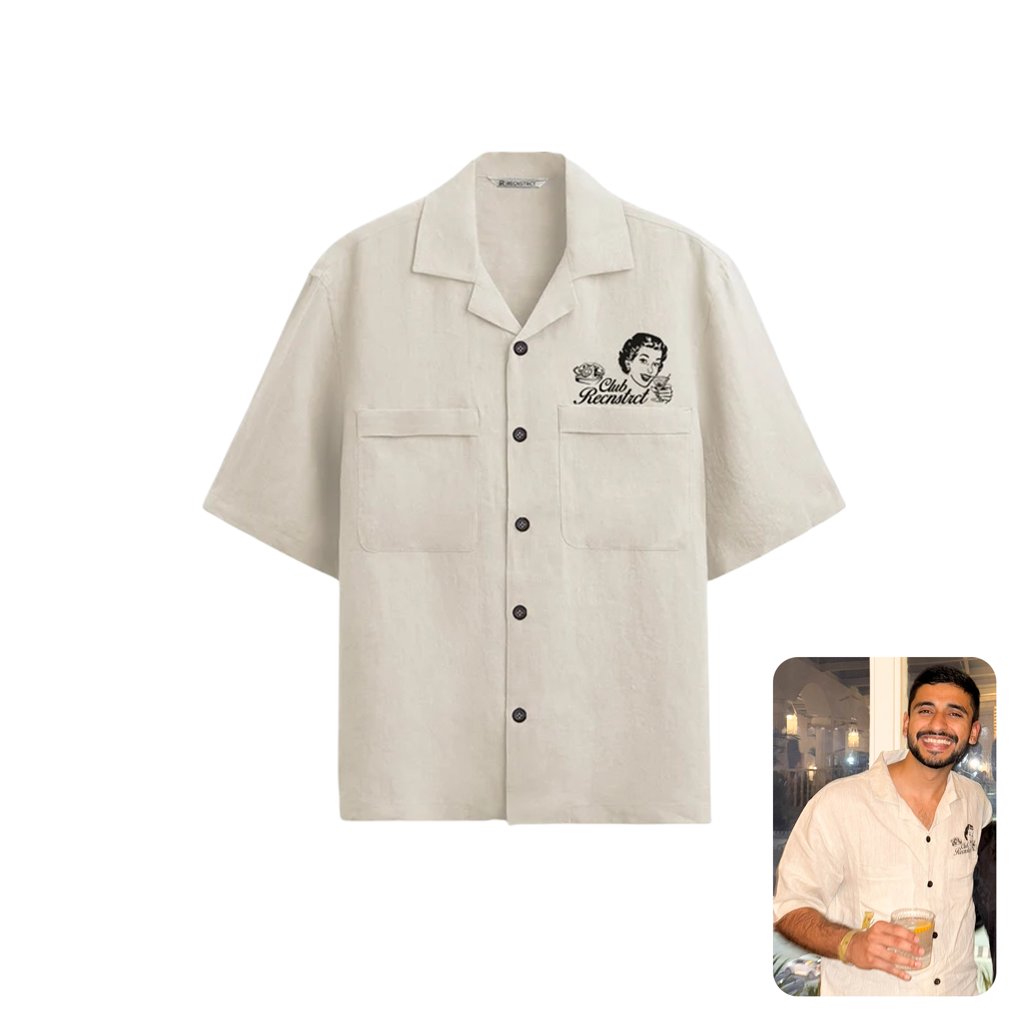 Recnstrct Concierge Linen Shirt Taupe
