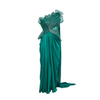 Amit Aggarwal Corded Coral Saree Emerald
