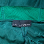 Amit Aggarwal Corded Coral Saree Emerald
