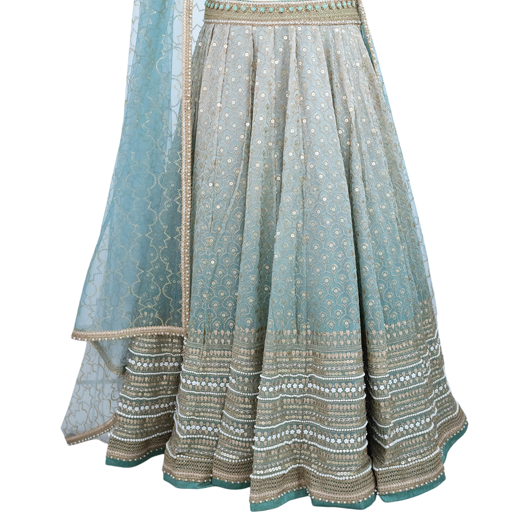 Cedar and Pine Queen's Blue Lehenga