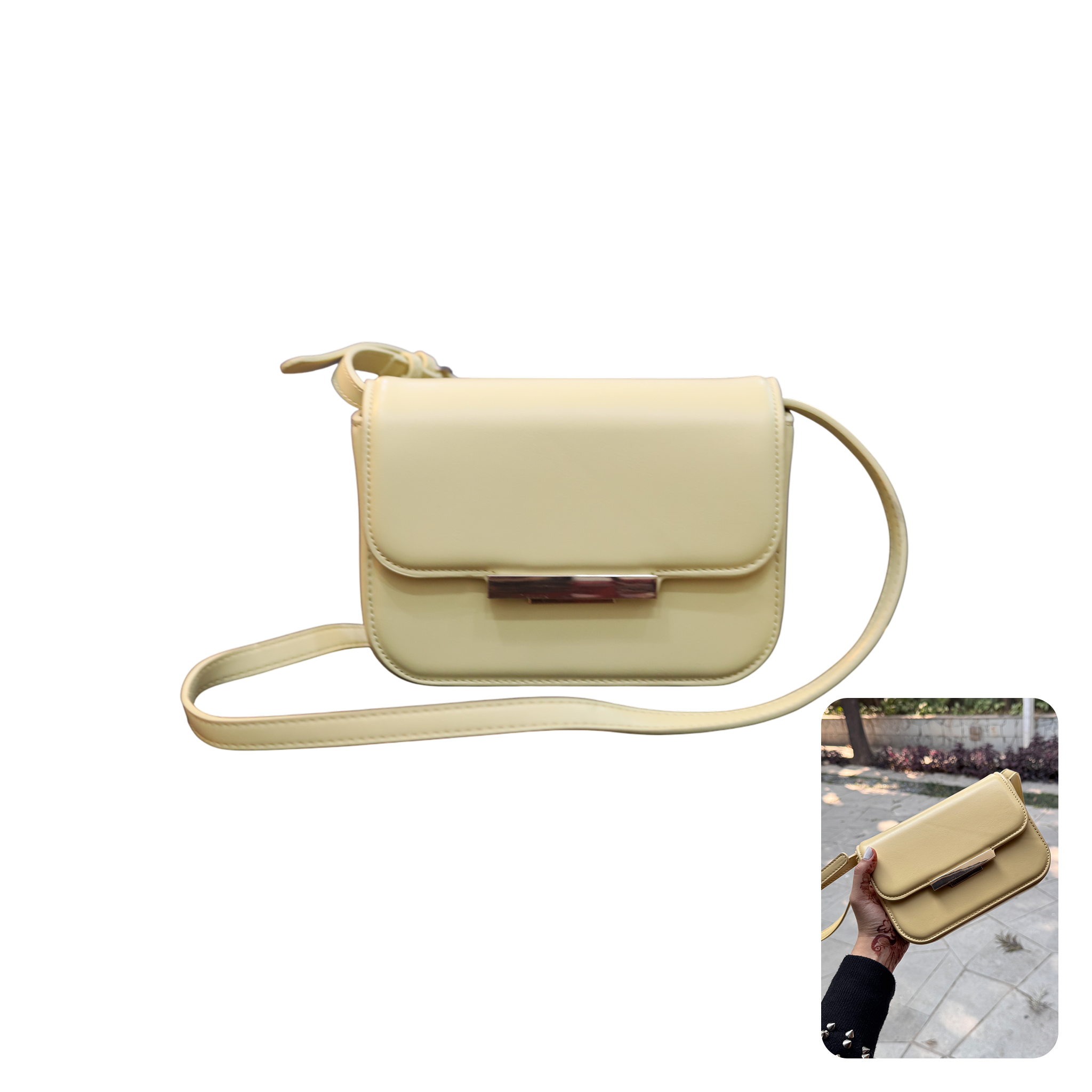 Mango Gold-Detail Flap Crossbody Bag