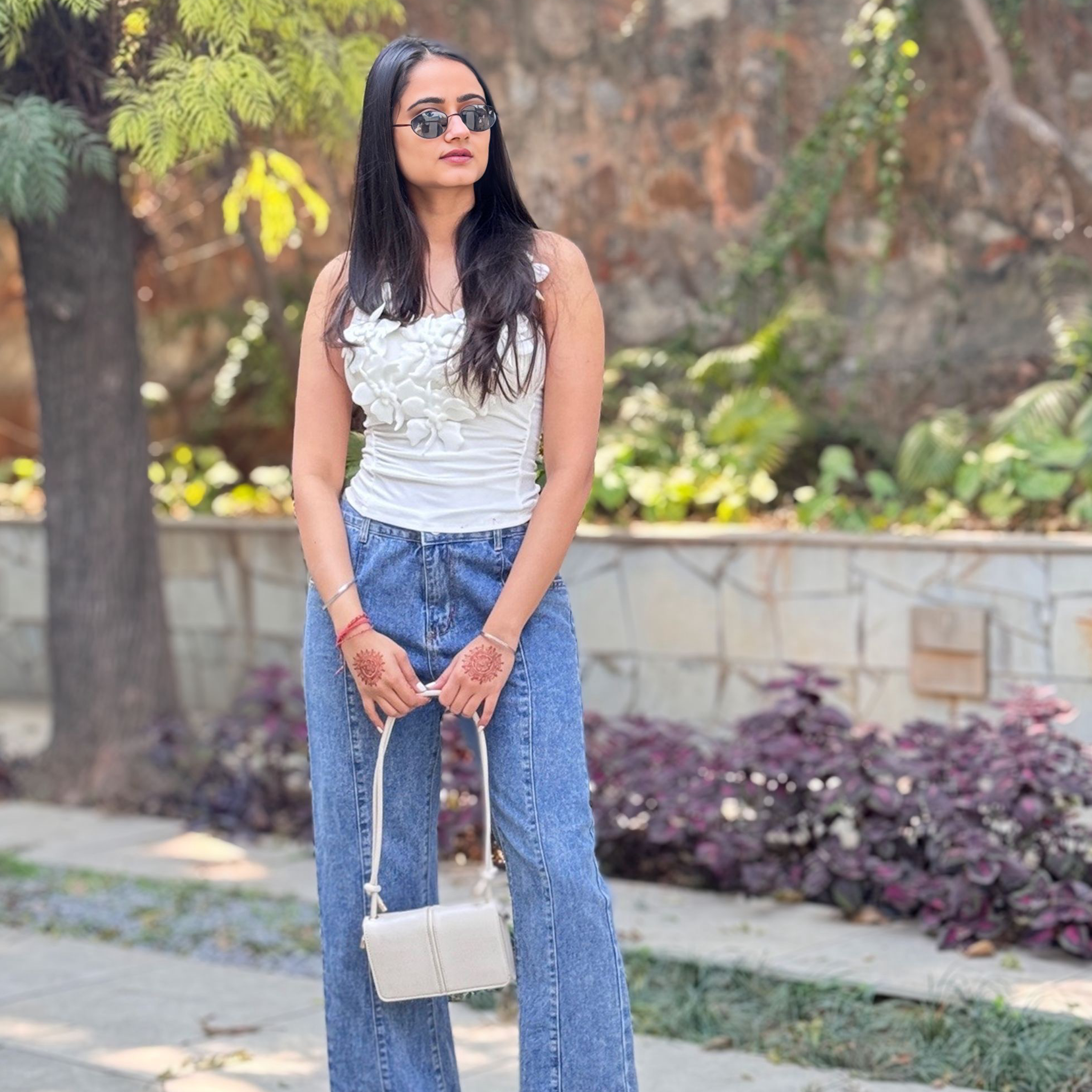 Zara Topstitched Structured Shoulder Bag