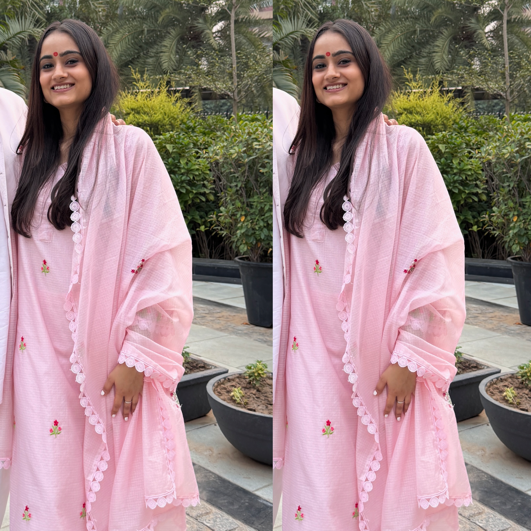 Aachho Flashy Pink Embroidered Doria Suit Set