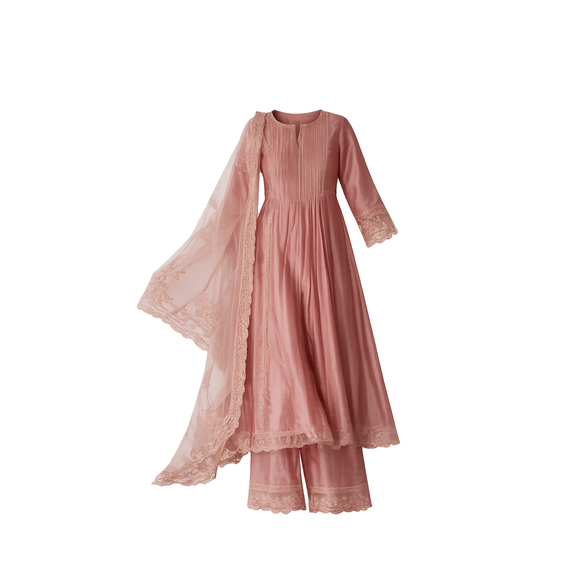 Aachho Mary Mauve Embroidered Chanderi Suit Set