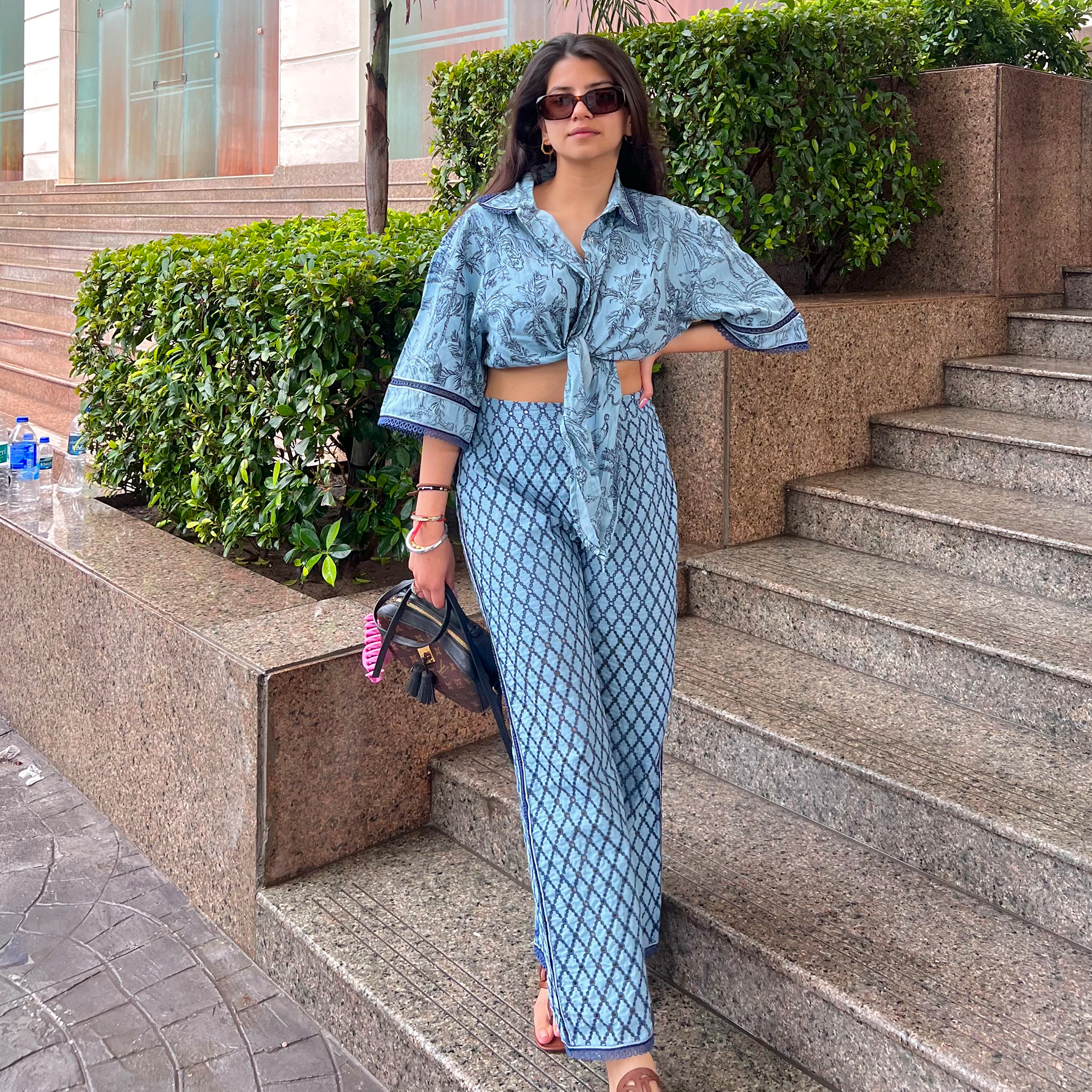 Mulmul Imelda Denim Light Blue Co-ord Set