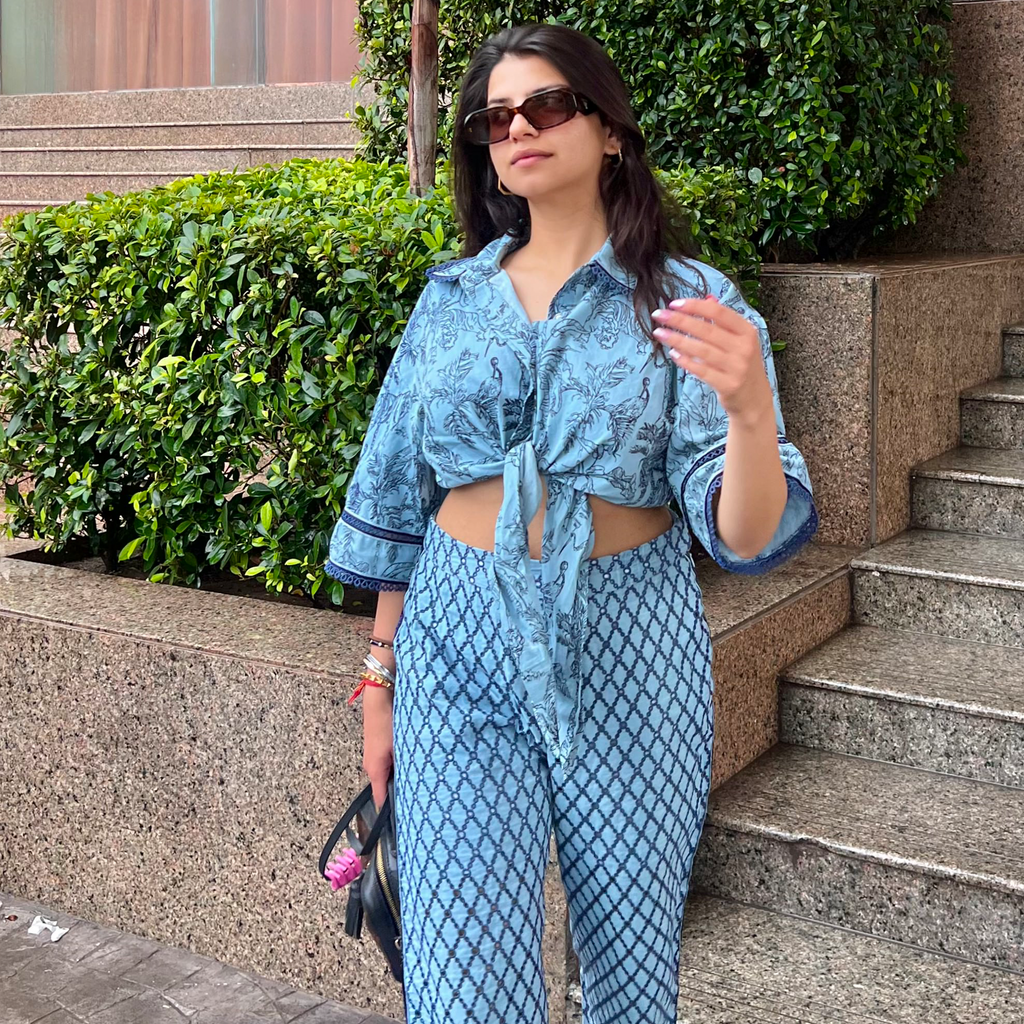 Mulmul Imelda Denim Light Blue Co-ord Set