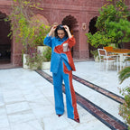 Style Anny Rhinestone Denim Block Co-ord Set