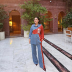 Style Anny Rhinestone Denim Block Co-ord Set