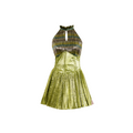 Afwah Alizee Green Metallic Short Dress