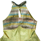 Afwah Alizee Green Metallic Short Dress