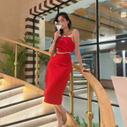 Attic Salt Sexy Slay Midi Red Dress
