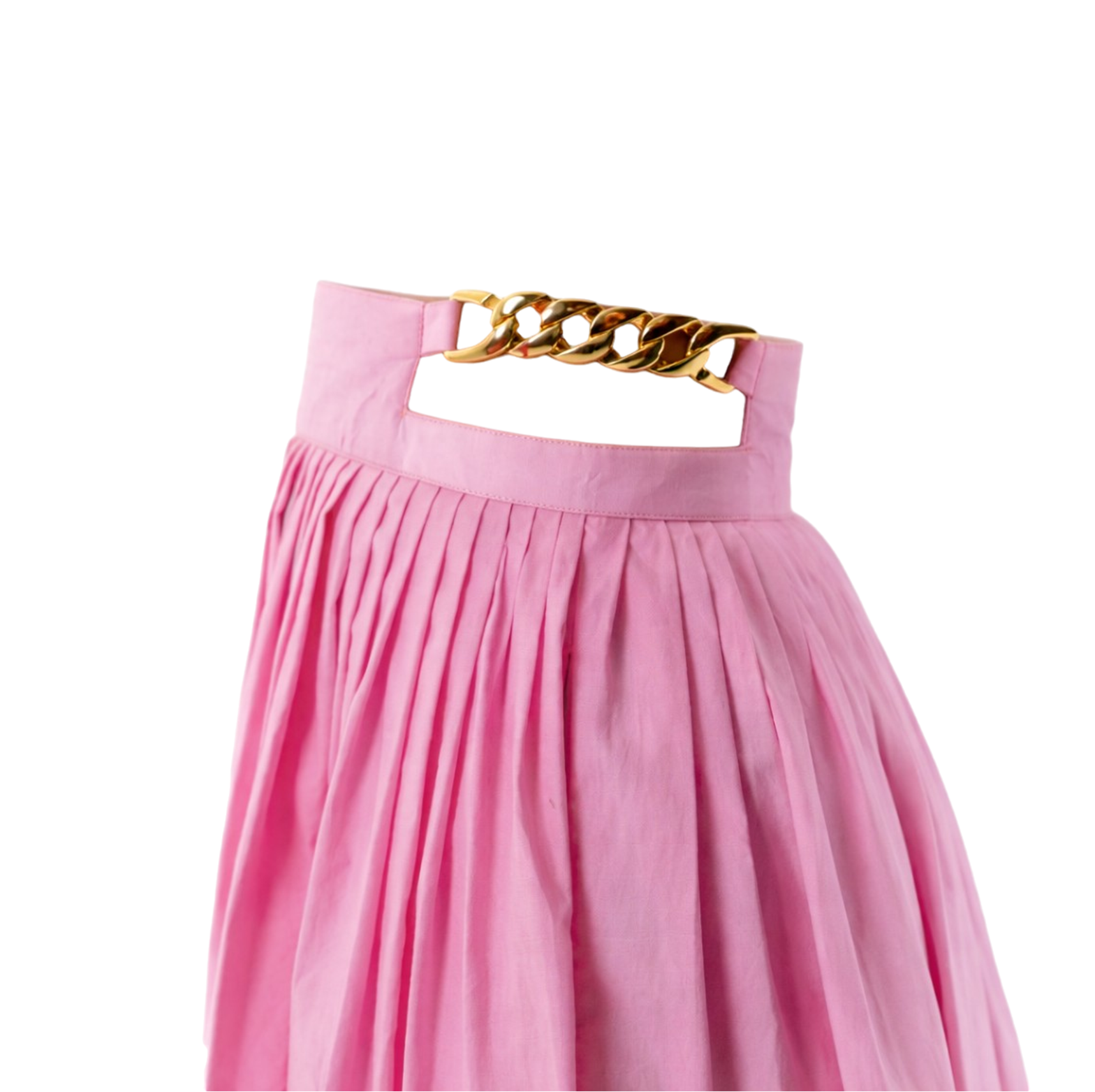 House of Mae Pink Pleated Skirt with Chain Waistband Detail