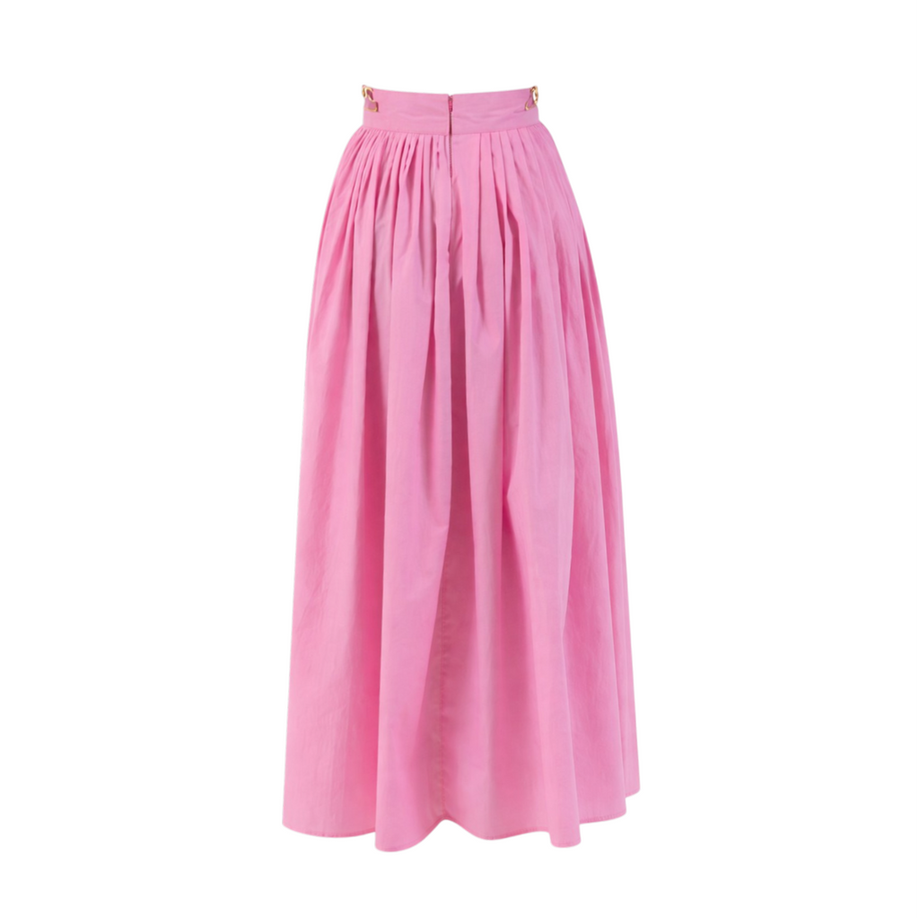 House of Mae Pink Pleated Skirt with Chain Waistband Detail