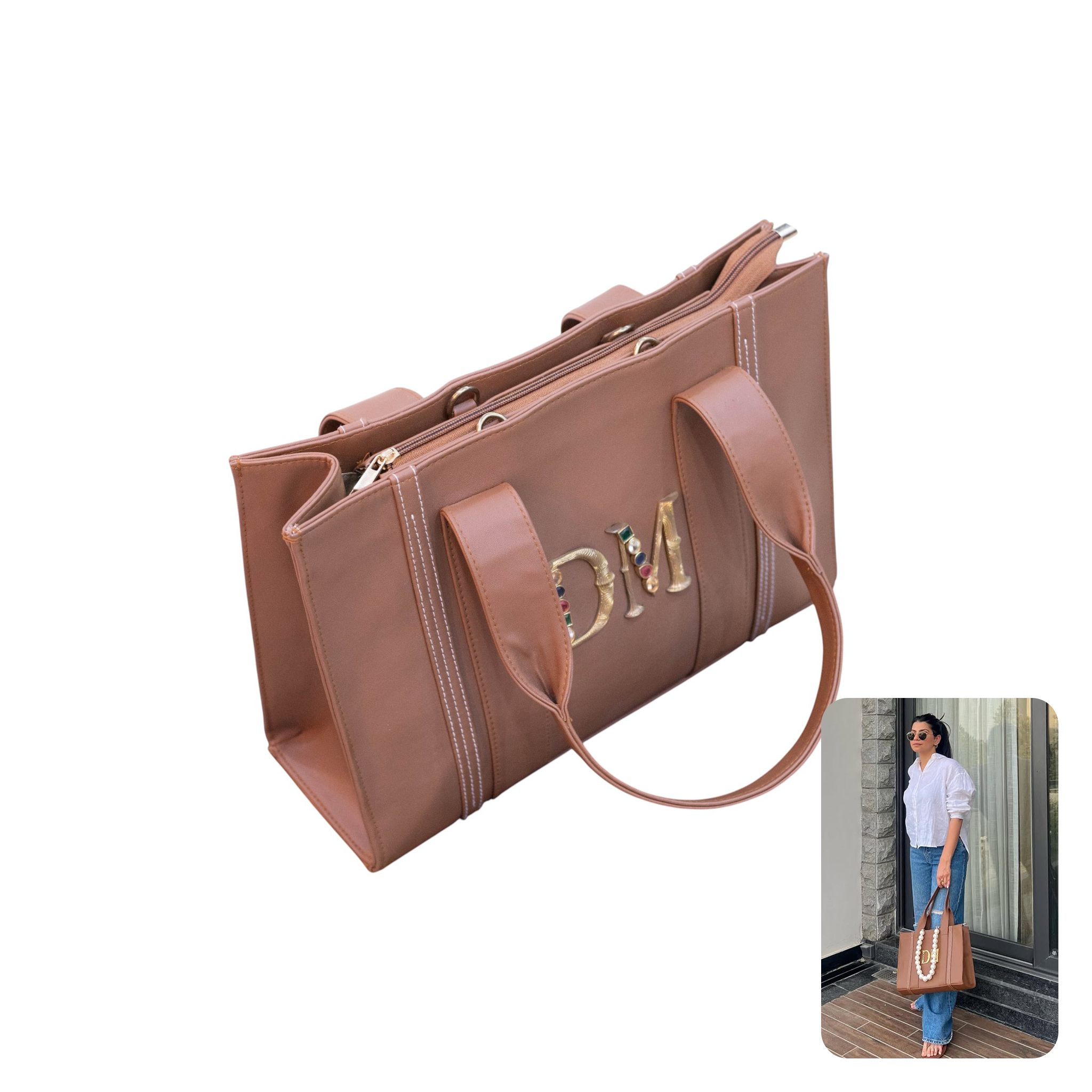 Prerto Diana Personalized Brown Tote Bag