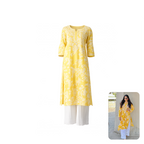 House Of Chikankari  Zainab Mulmul Printed Straight Kurta with Pants