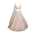 Seema Gujral Beige Floral Applique Bridal Lehenga Set