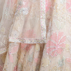 Seema Gujral Beige Floral Applique Bridal Lehenga Set
