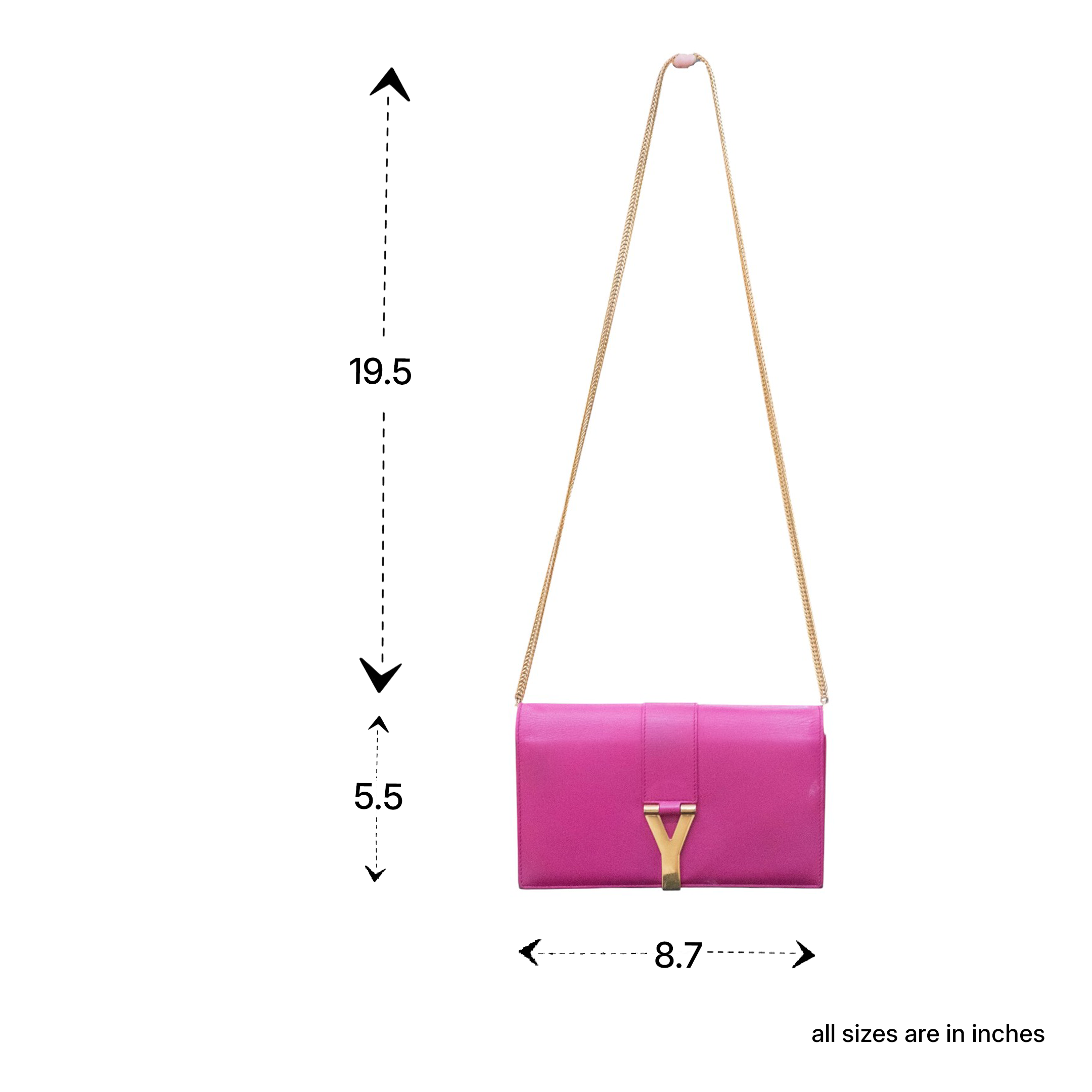 Yves Saint Laurent Chyc Clutch Fuchsia Pink Y Ligne Bag YSL