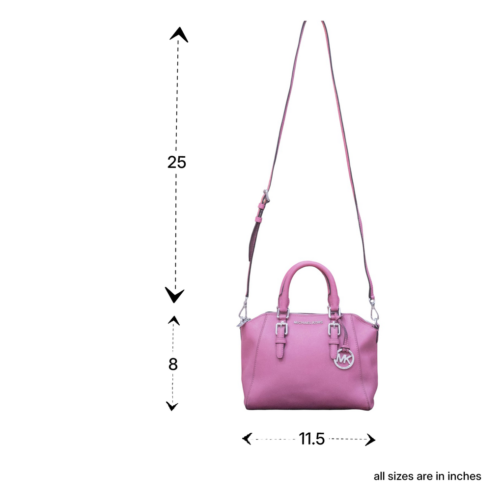 Michael Kors Ciara Medium Saffiano Leather Satchel Bag in Blush Pink