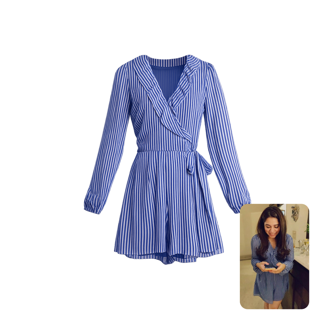 Micheal Kors Striped Blue and White Playsuit