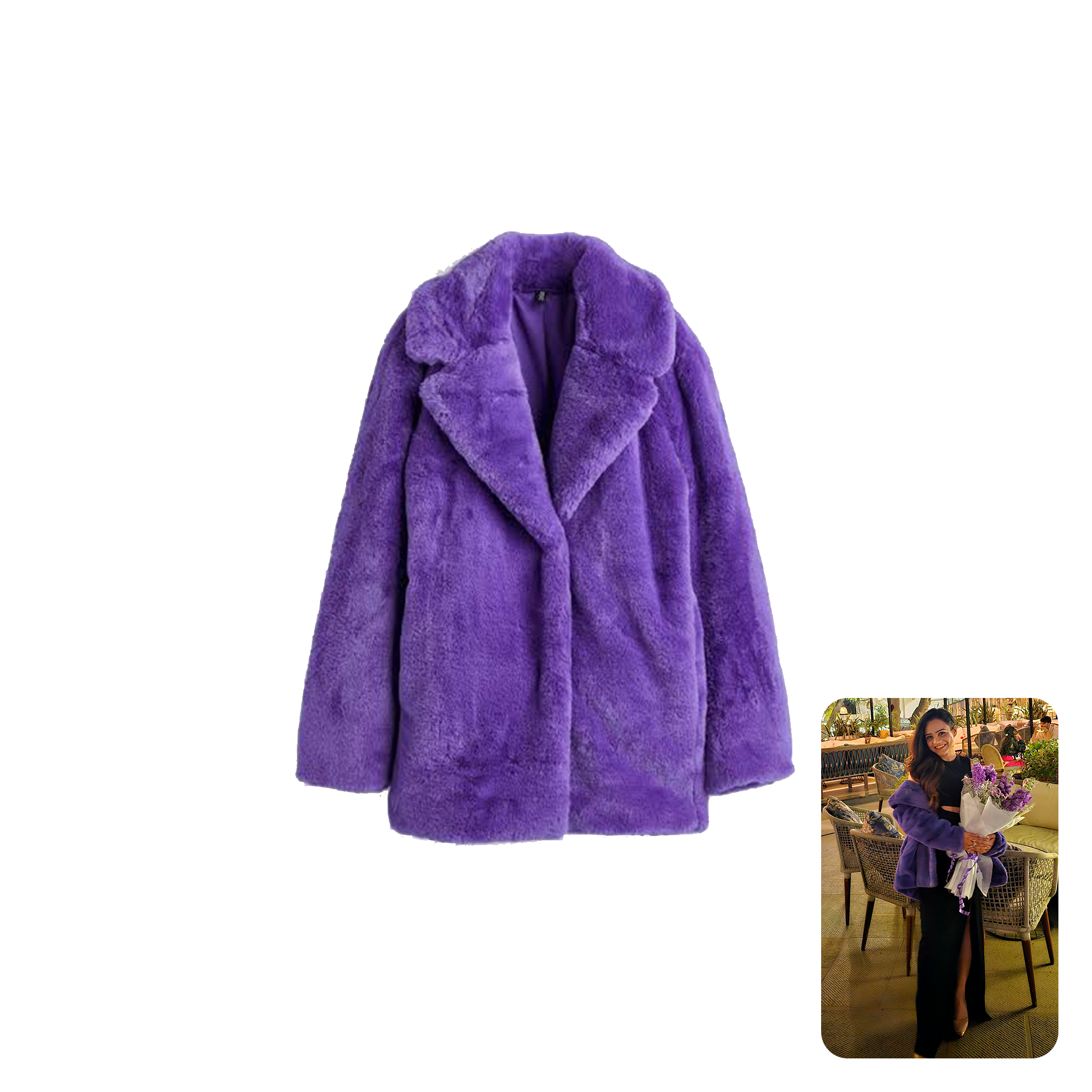 H&M Divided Purple Faux Fur Coat