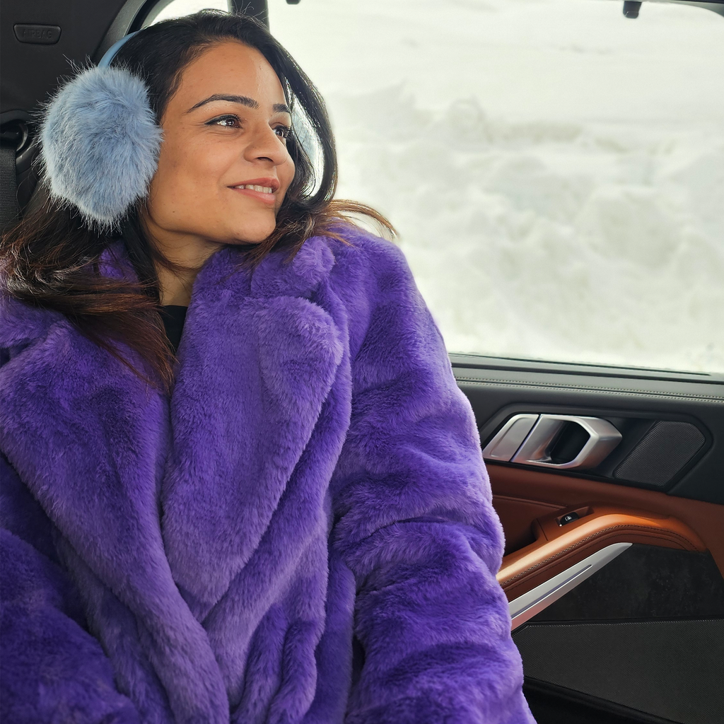 H&M Divided Purple Faux Fur Coat