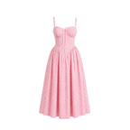Lea Clothing Pink Gingham Fit-and-Flare Dress