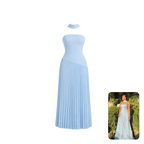 PrettyLittleThing Powder Blue Asymmetric Pleated Dress