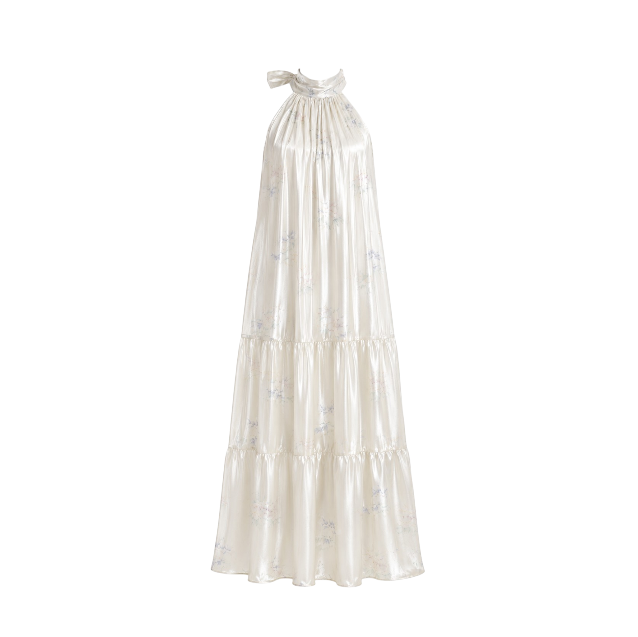 Verse Ivory Shimmer Floral Halter Maxi Dress