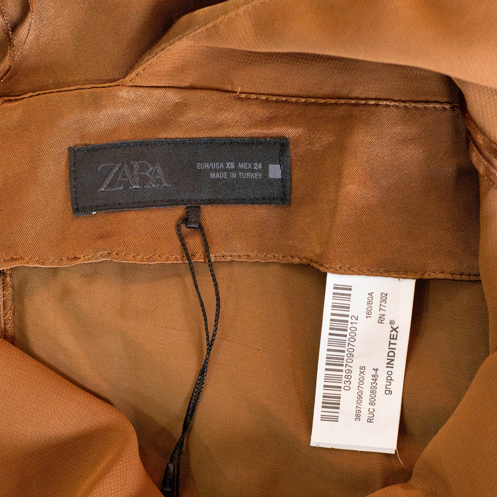 Zara Satin Halter Dress in Brown