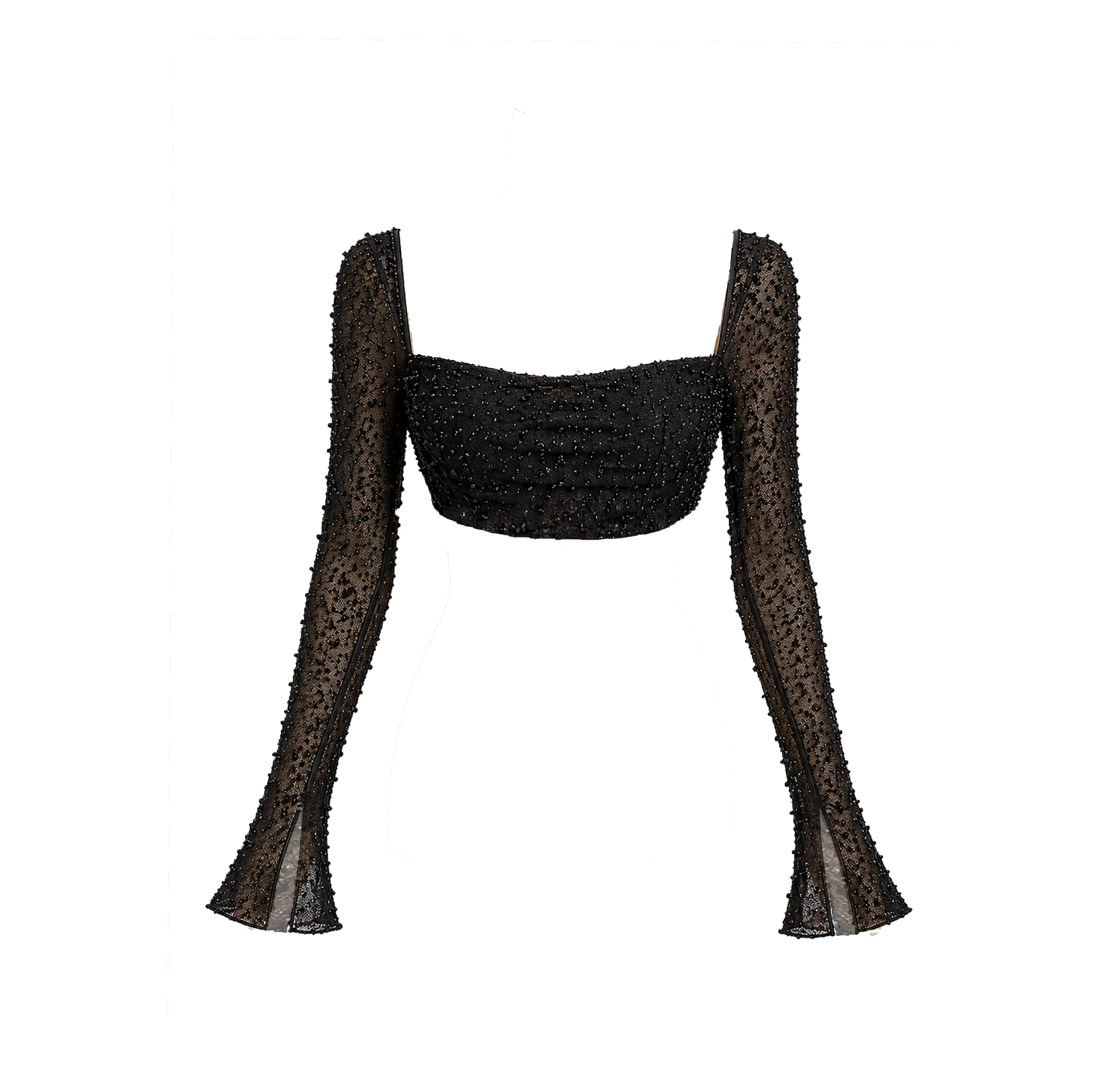 Oh Polly La Desirade Embellished Cowl Neck Crop Top