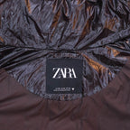 Zara Glossy Brown Cropped Puffer Jacket