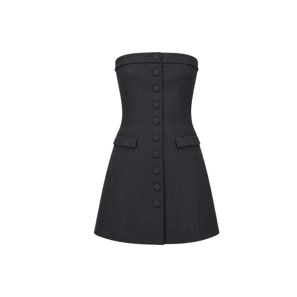 Zara Pinstripe Strapless Mini Dress