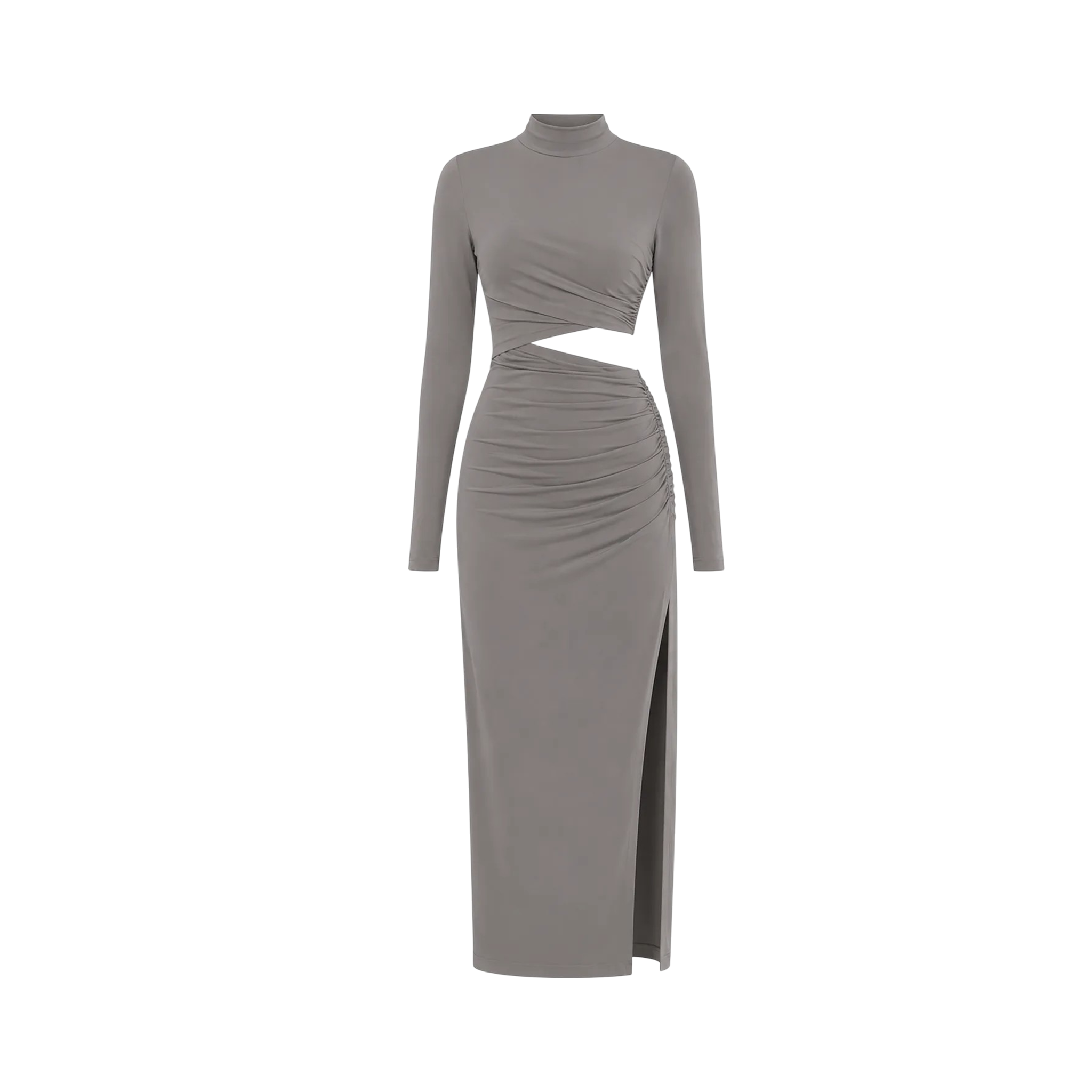 Zara Grey Ruched Cut-out Dress