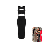 Zara Black Scoop Cut-out Maxi Dress