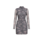 Zara Olive Printed Ruched Mini Dress