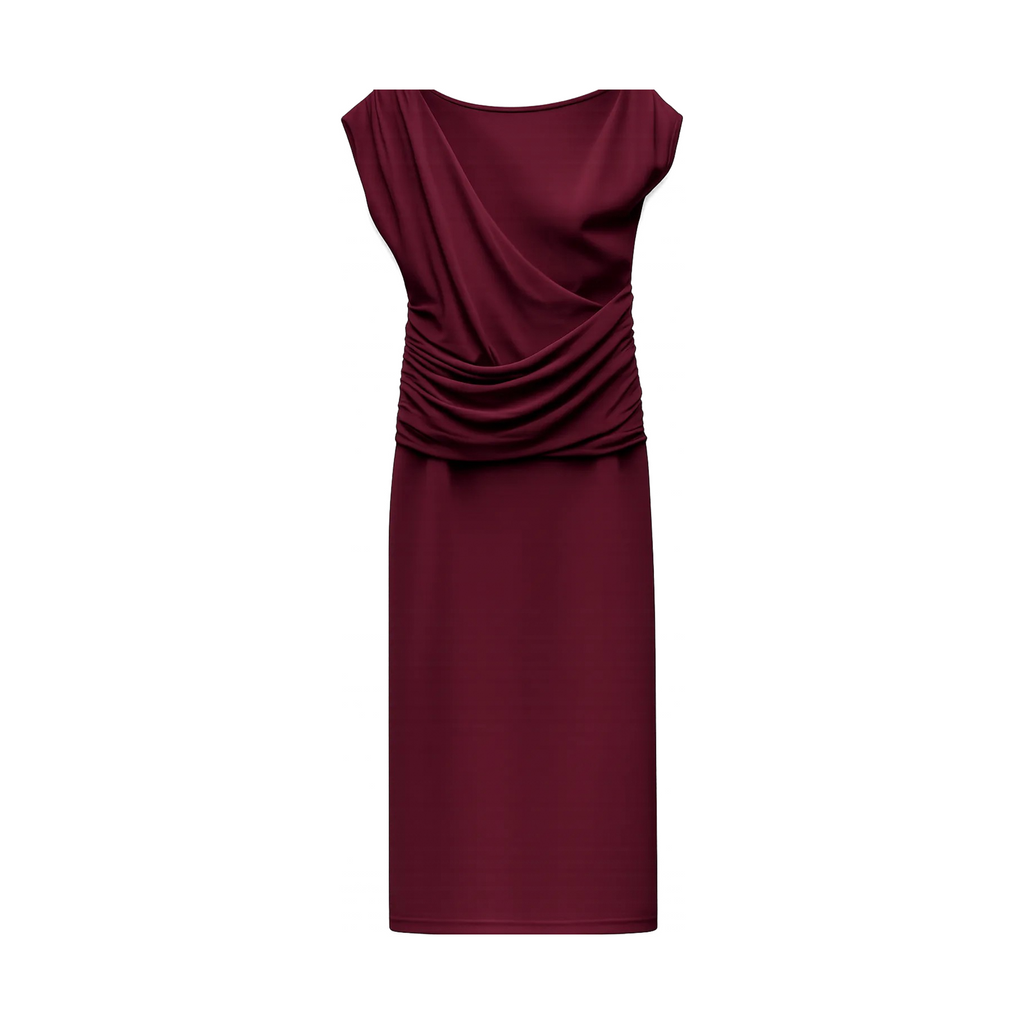 Zara Wine Ruched Waist Details Dress