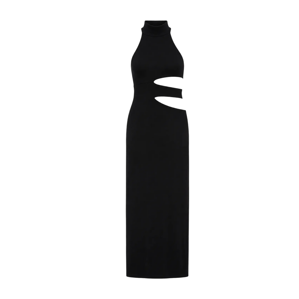 Zara Black Waist Double Cut-out Maxi Dress