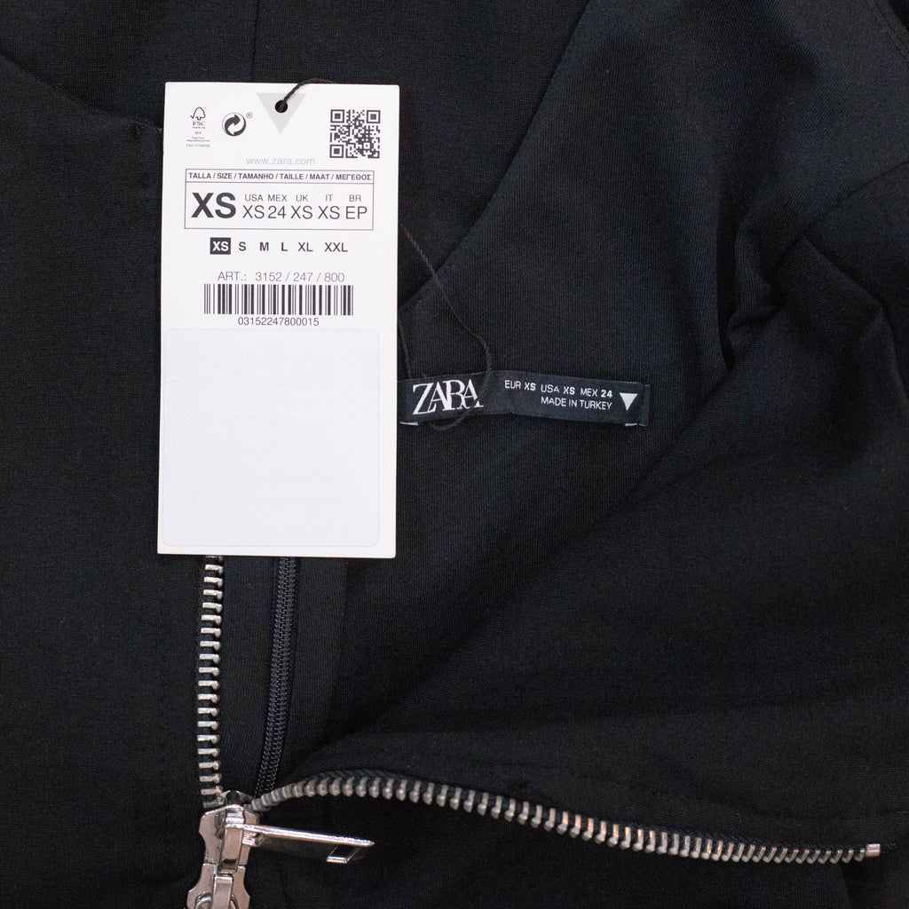 Zara Black Front Zip Dress