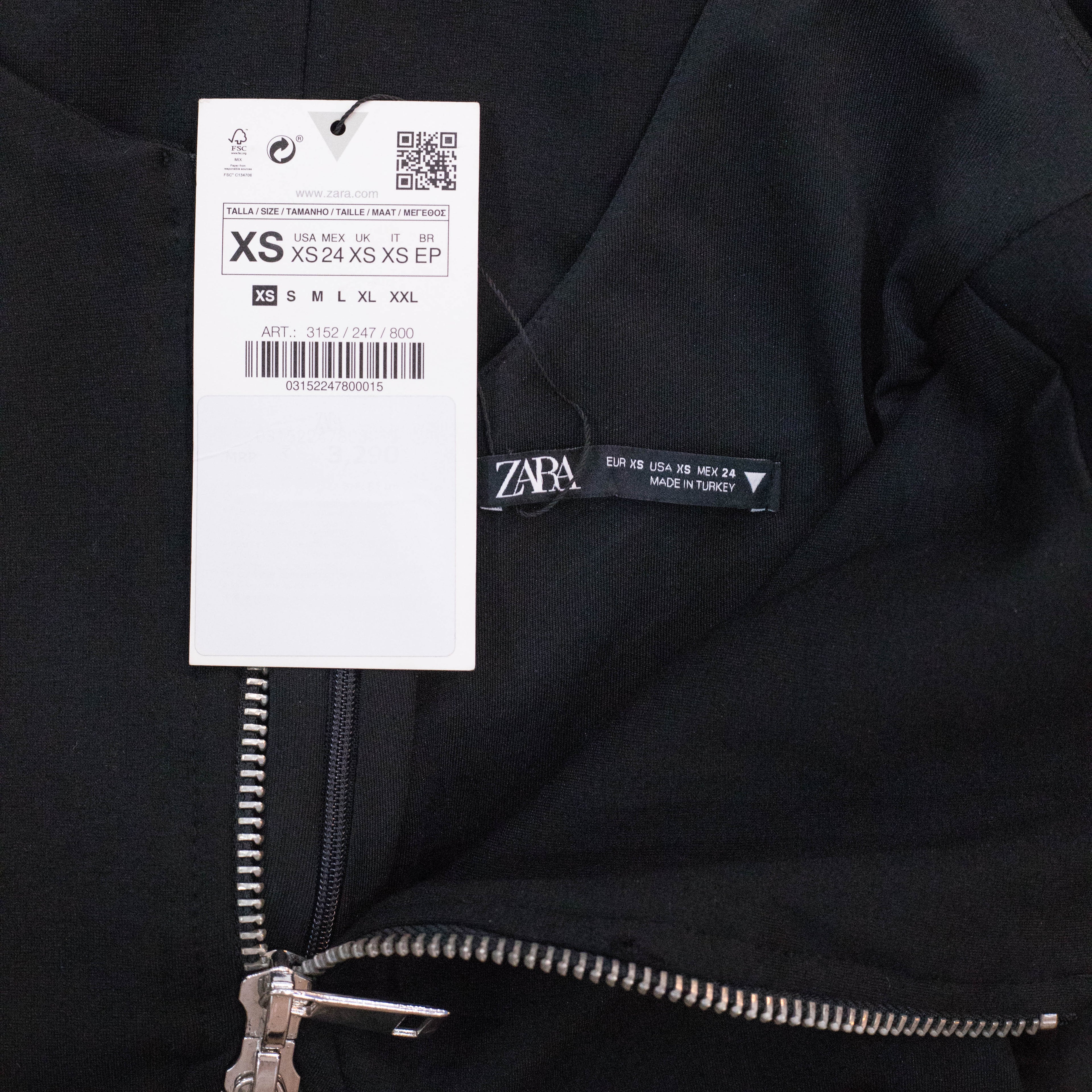 Zara Black Front Zip Dress